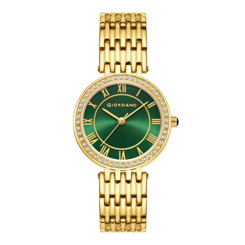 Giordano Eleganza Collection Watch for Women with Stainless Steel Strap and Crystal Embellished Bezel, Roman Numerals-A2083-11A - Image 4