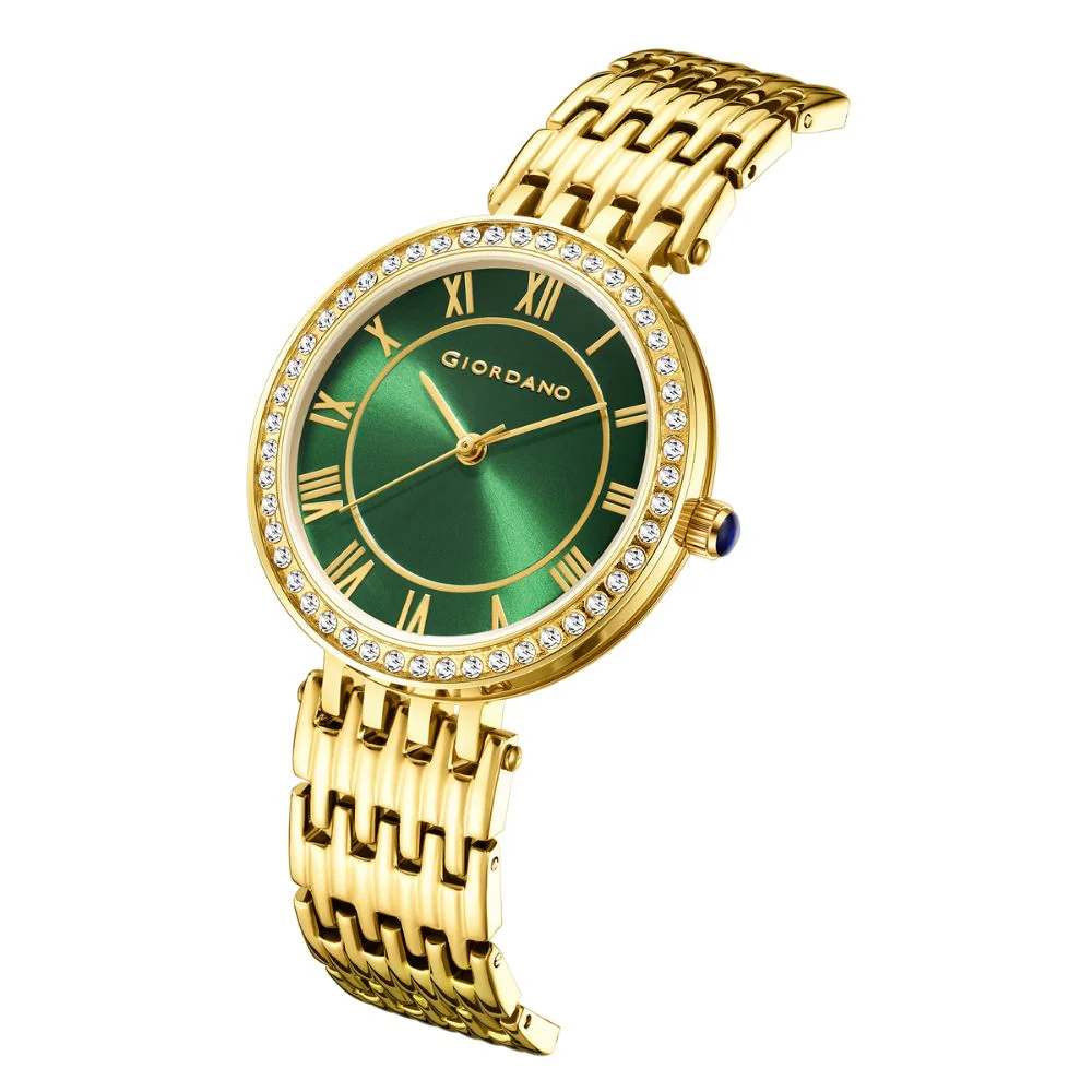 Giordano Eleganza Collection Watch for Women with Stainless Steel Strap and Crystal Embellished Bezel, Roman Numerals-A2083-11A - Image 5