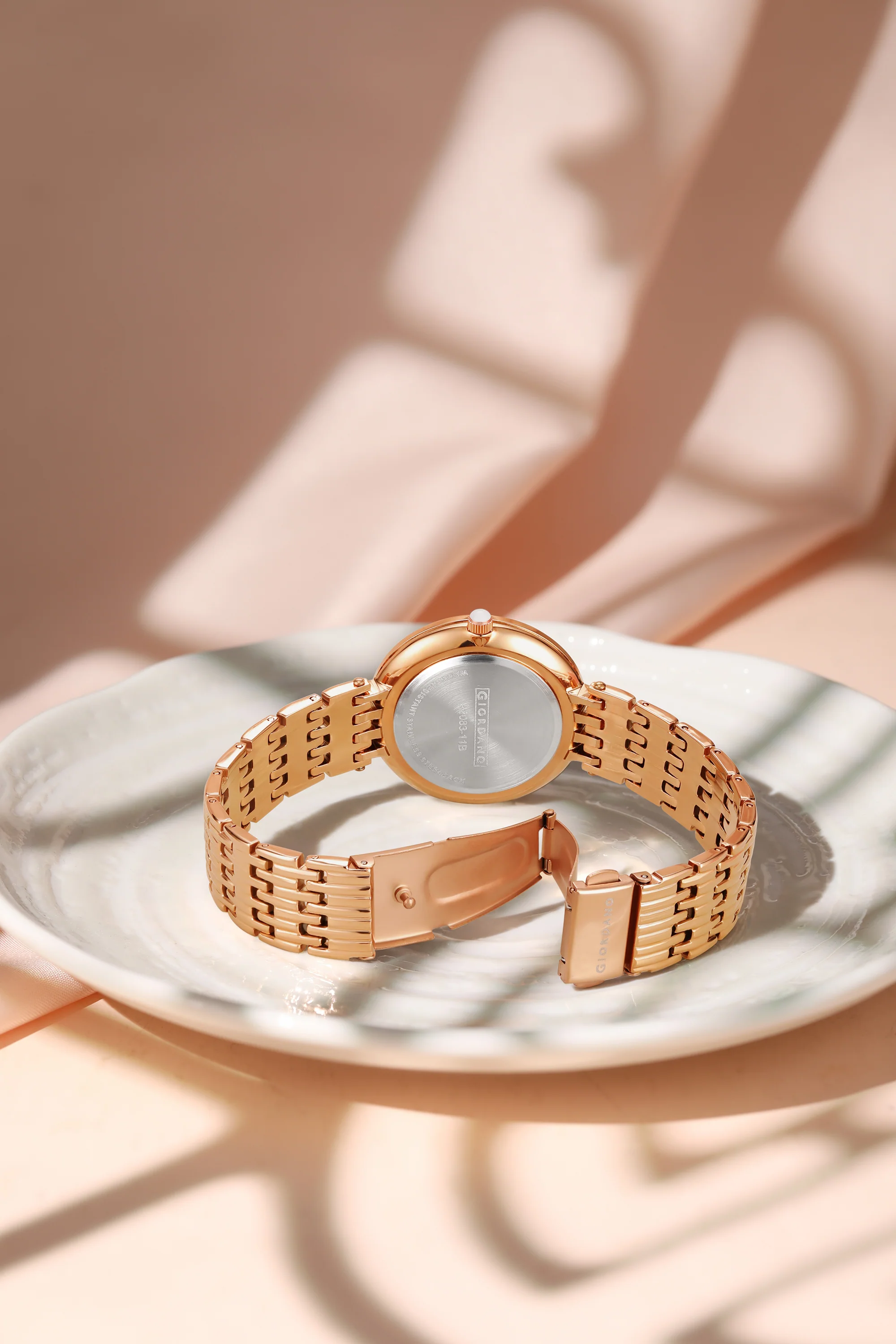 Giordano Eleganza Collection Watch for Women with Stainless Steel Strap and Crystal Embellished Bezel, Roman Numerals-A2083-11B - Image 3