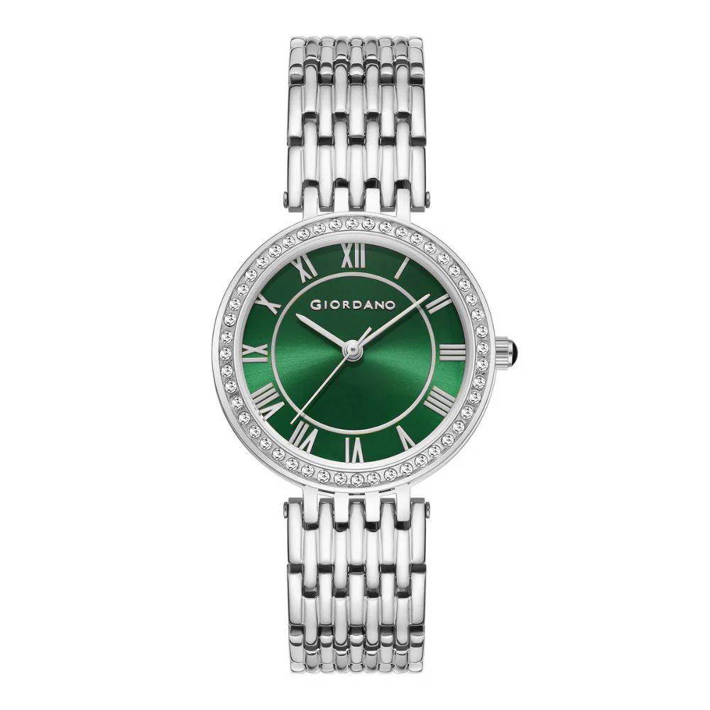 Giordano Eleganza Collection Watch for Women with Stainless Steel Strap and Crystal Embellished Bezel, Roman Numerals-A2083-22A - Image 4