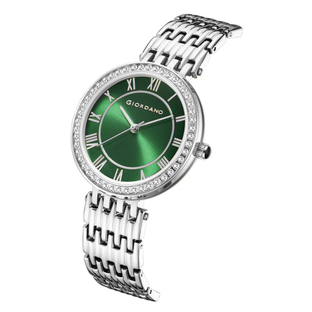 Giordano Eleganza Collection Watch for Women with Stainless Steel Strap and Crystal Embellished Bezel, Roman Numerals-A2083-22A - Image 5