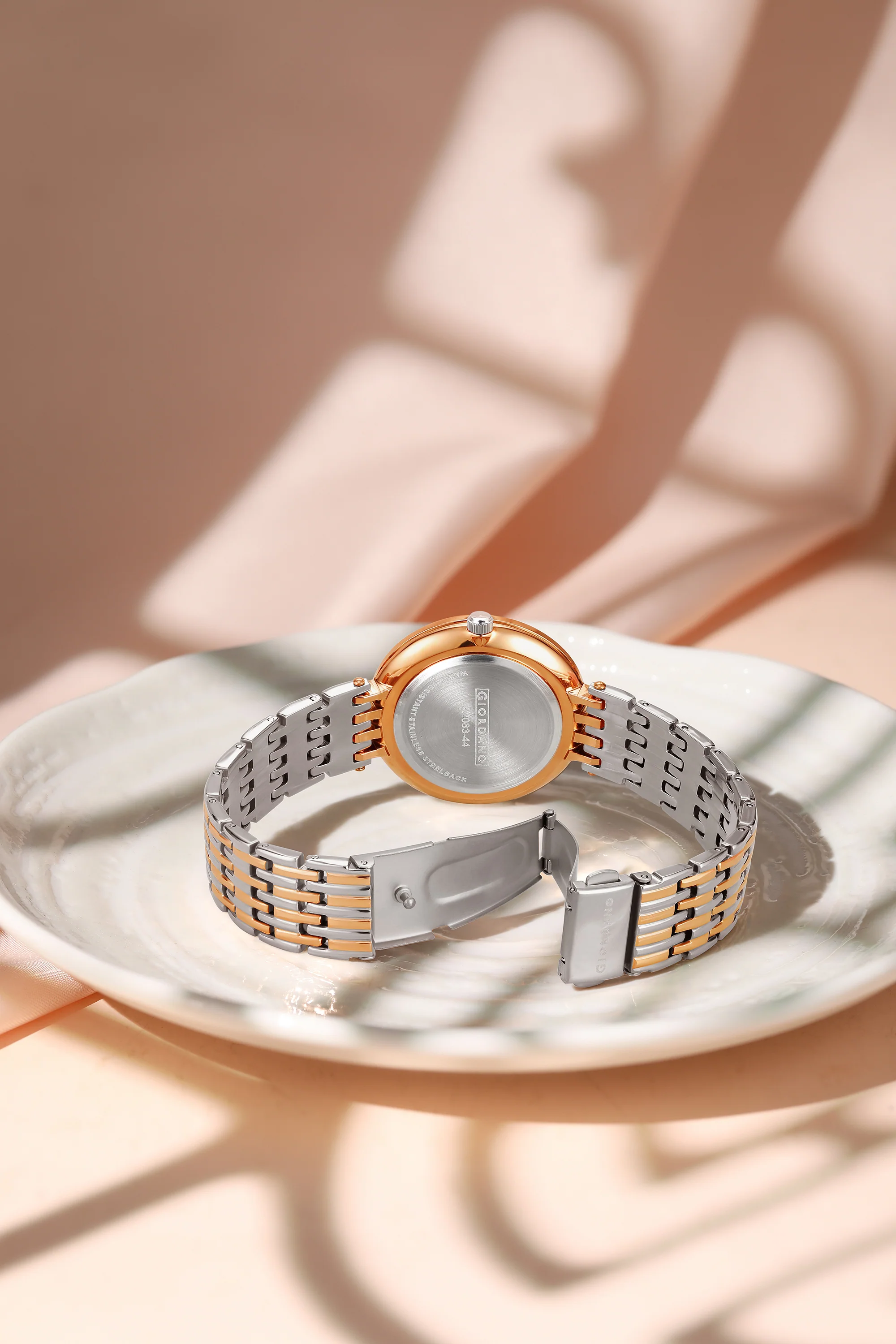 Giordano Eleganza Collection Watch for Women with Stainless Steel Strap and Crystal Embellished Bezel, Roman Numerals-A2083-44 - Image 5
