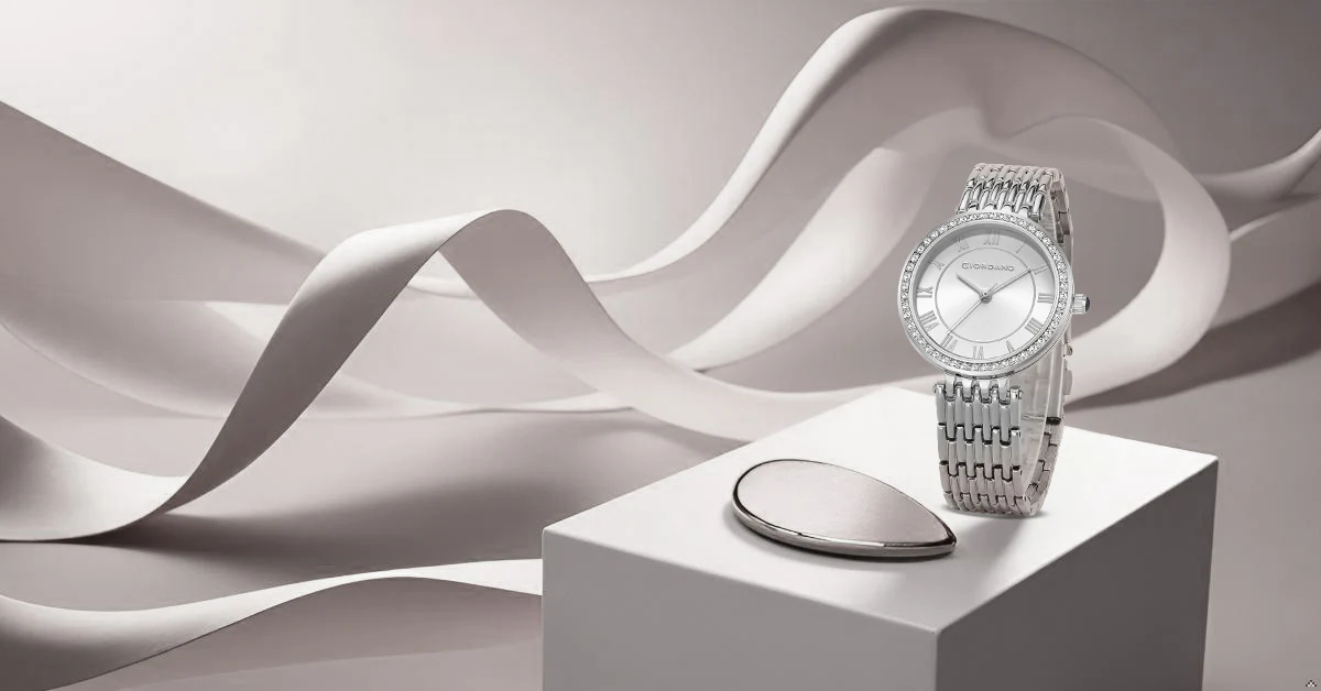 Giordano Eleganza Collection Watch for Women with Stainless Steel Strap and Crystal Embellished Bezel, Roman Numerals-A2083-77 - Image 3