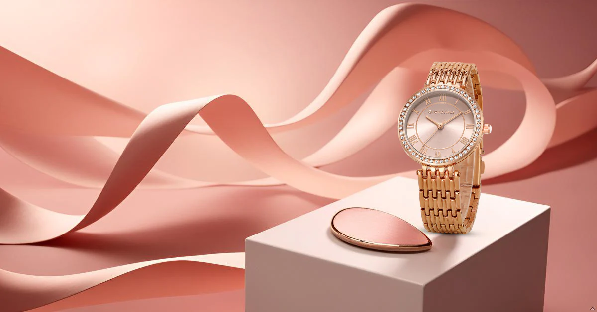 Giordano Eleganza Collection Watch for Women with Stainless Steel Strap and Crystal Embellished Bezel, Roman Numerals-A2083-66 - Image 3