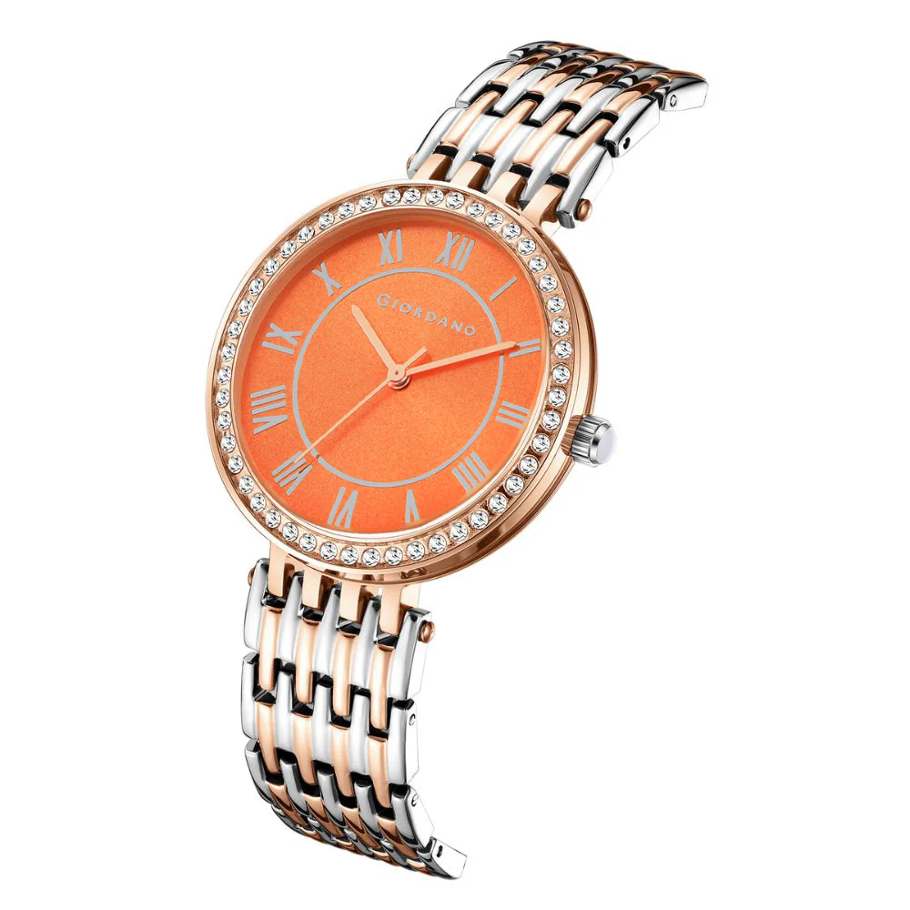 Giordano Eleganza Collection Watch for Women with Stainless Steel Strap and Crystal Embellished Bezel, Roman Numerals-A2083-88A - Image 5