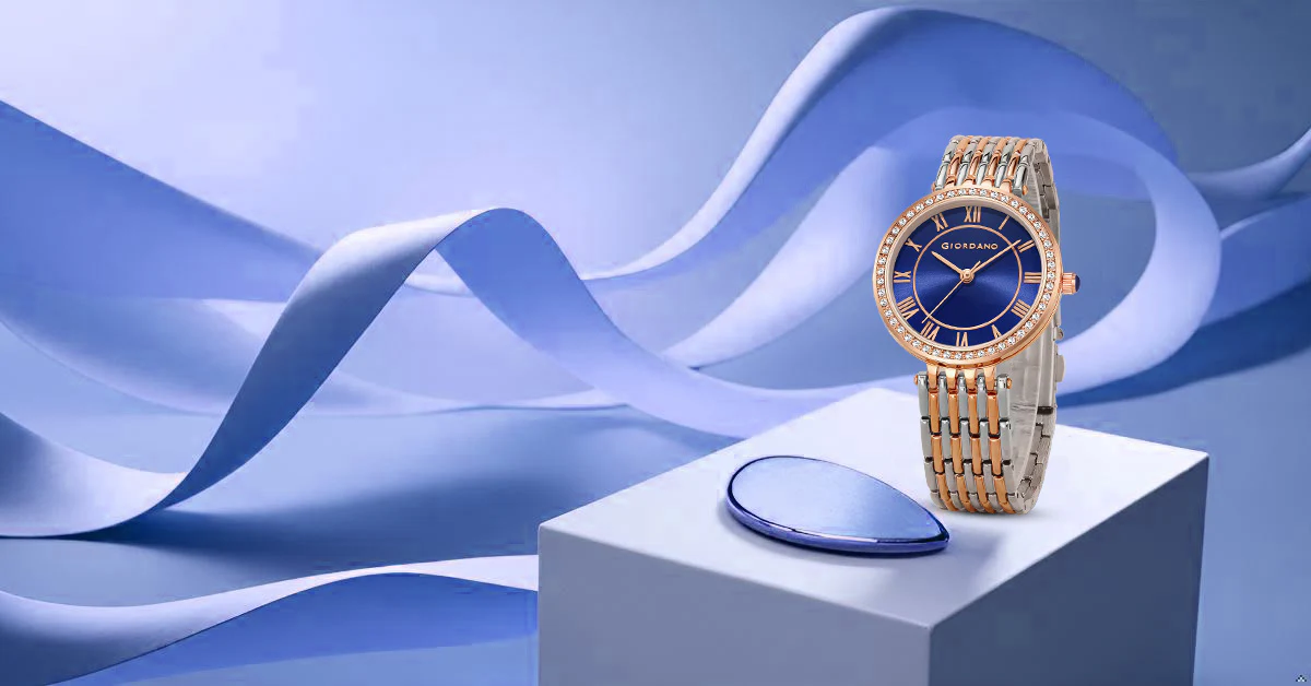 Giordano Eleganza Collection Watch for Women with Stainless Steel Strap and Crystal Embellished Bezel, Roman Numerals-A2083-99 - Image 3