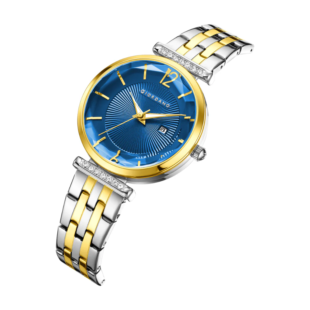 Giordano Exquisite Analog  Watch for Women with Round cut glass Textured Dial, Stainless Steel strap and date display | GZ-60111-22 - Image 5