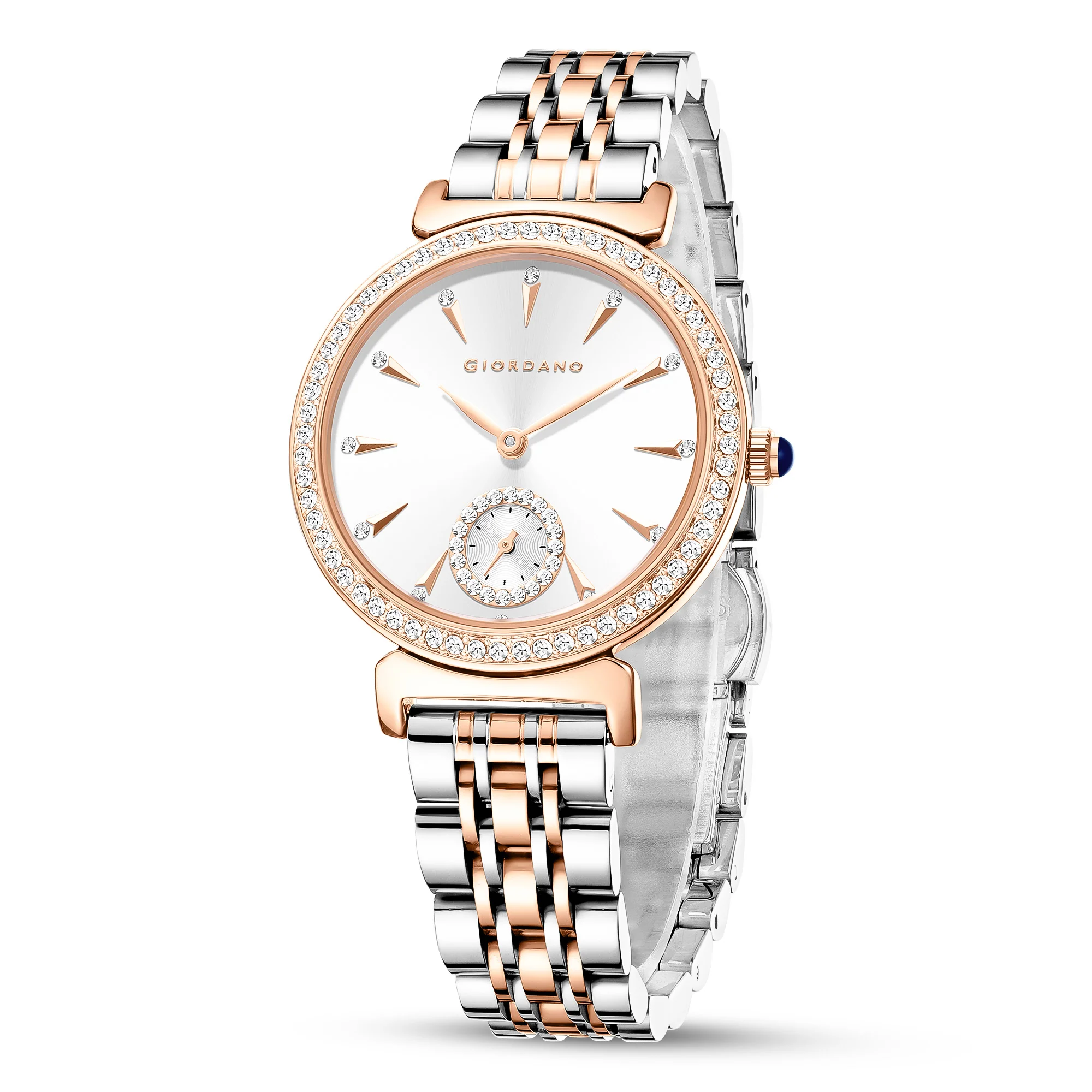Giordano Fashion Watch for Women – Diamond-Accented Bezel, Stainless Steel Strap, Elegant Round Dial, Quartz Movement GZ-60090-11 - Image 4
