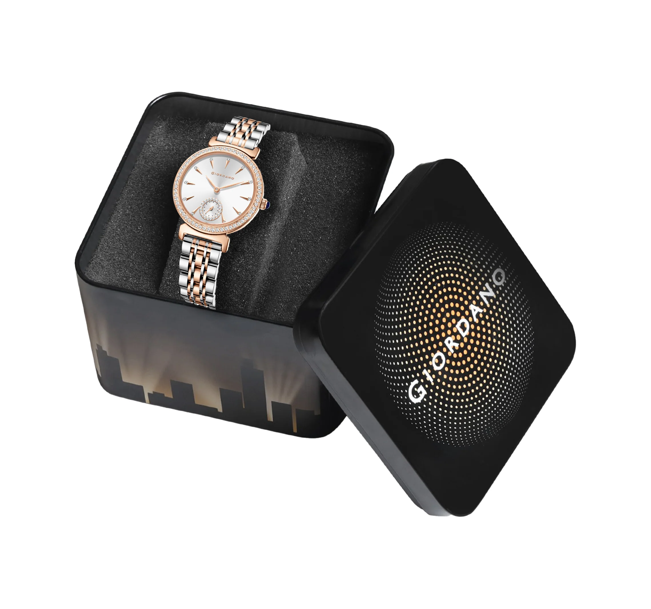Giordano Fashion Watch for Women – Diamond-Accented Bezel, Stainless Steel Strap, Elegant Round Dial, Quartz Movement GZ-60090-11 - Image 6