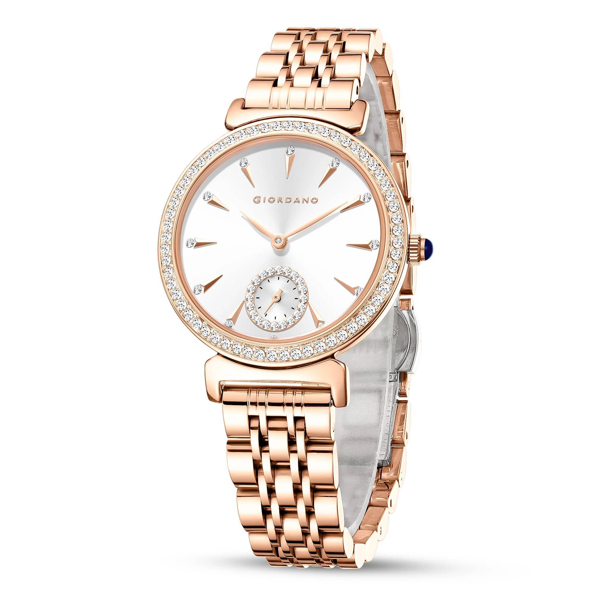 Giordano Fashion Watch for Women – Diamond-Accented Bezel, Stainless Steel Strap, Elegant Round Dial, Quartz Movement GZ-60090-22 - Image 4