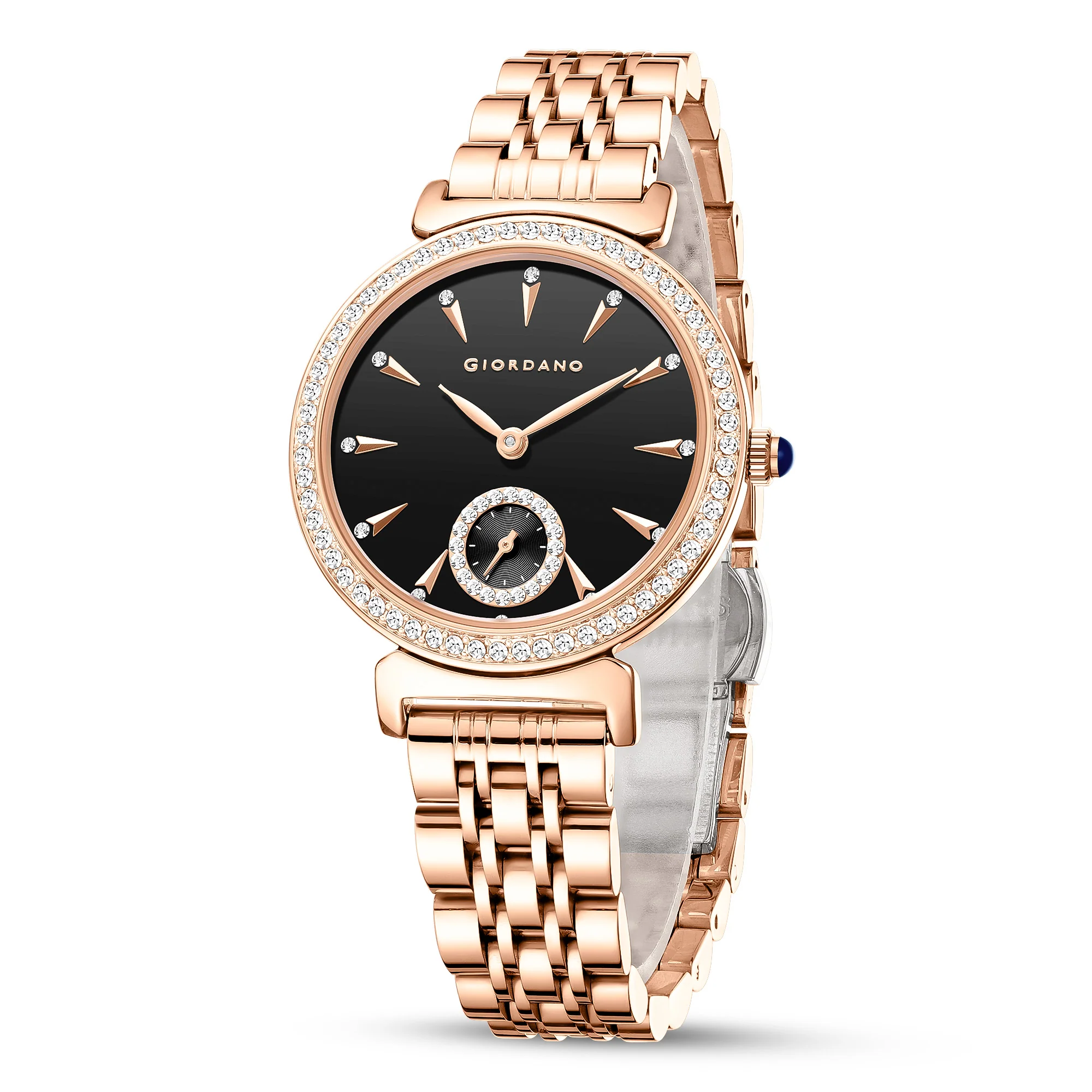 Giordano Fashion Watch for Women – Diamond-Accented Bezel, Stainless Steel Strap, Elegant Round Dial, Quartz Movement GZ-60090-33 - Image 4