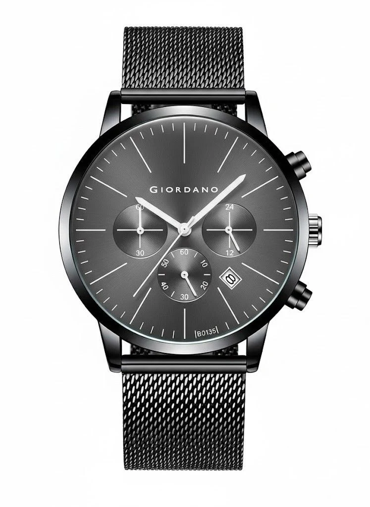 GIORDANO Formal Chronograph Watch for Men with Round Dial, Mesh Metal Strap, and Date Display - GZ-50183-11 - Image 6