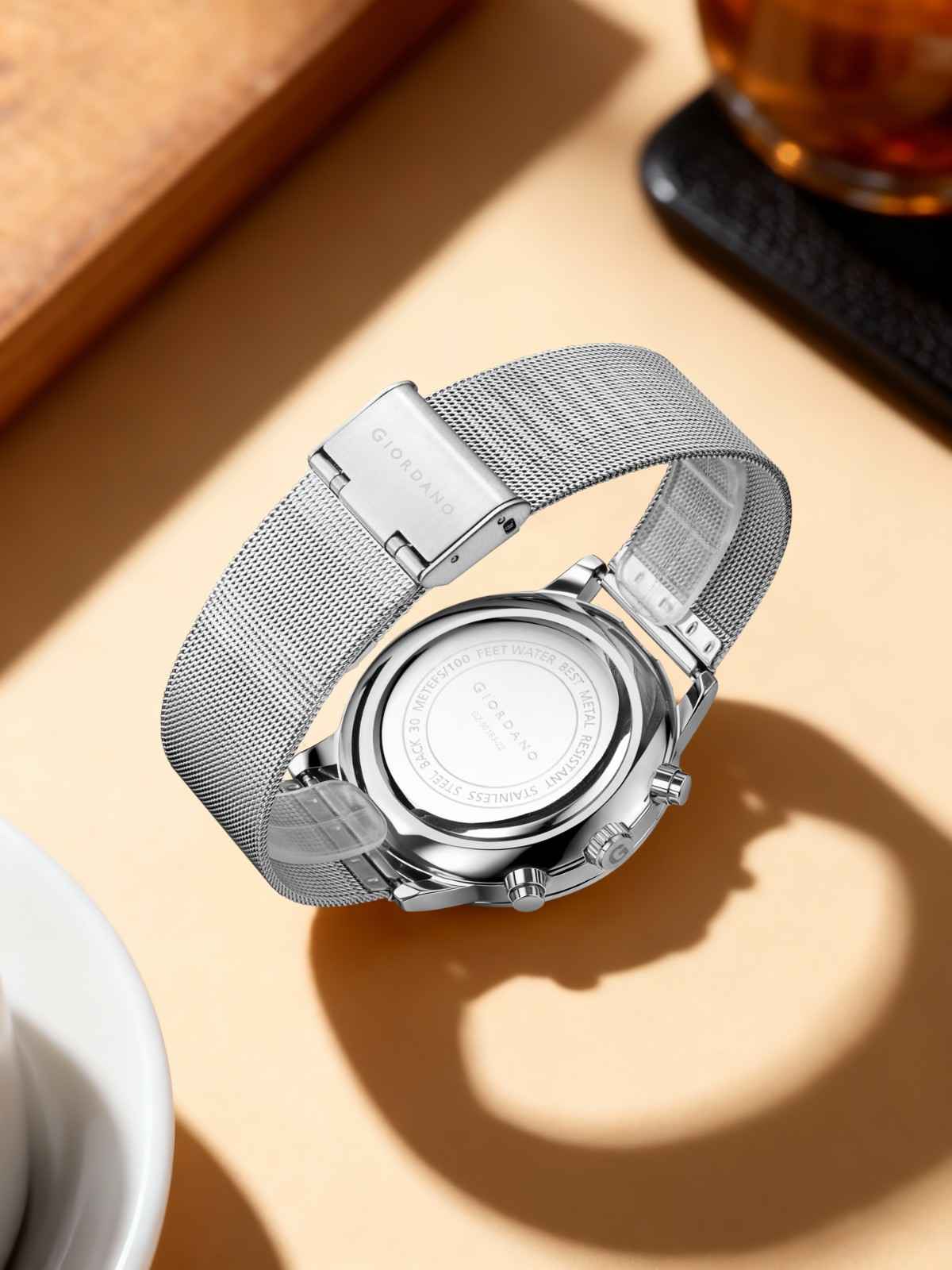 GIORDANO Formal Chronograph Watch for Men with Round Dial, Mesh Metal Strap, and Date Display - GZ-50183-22 - Image 5