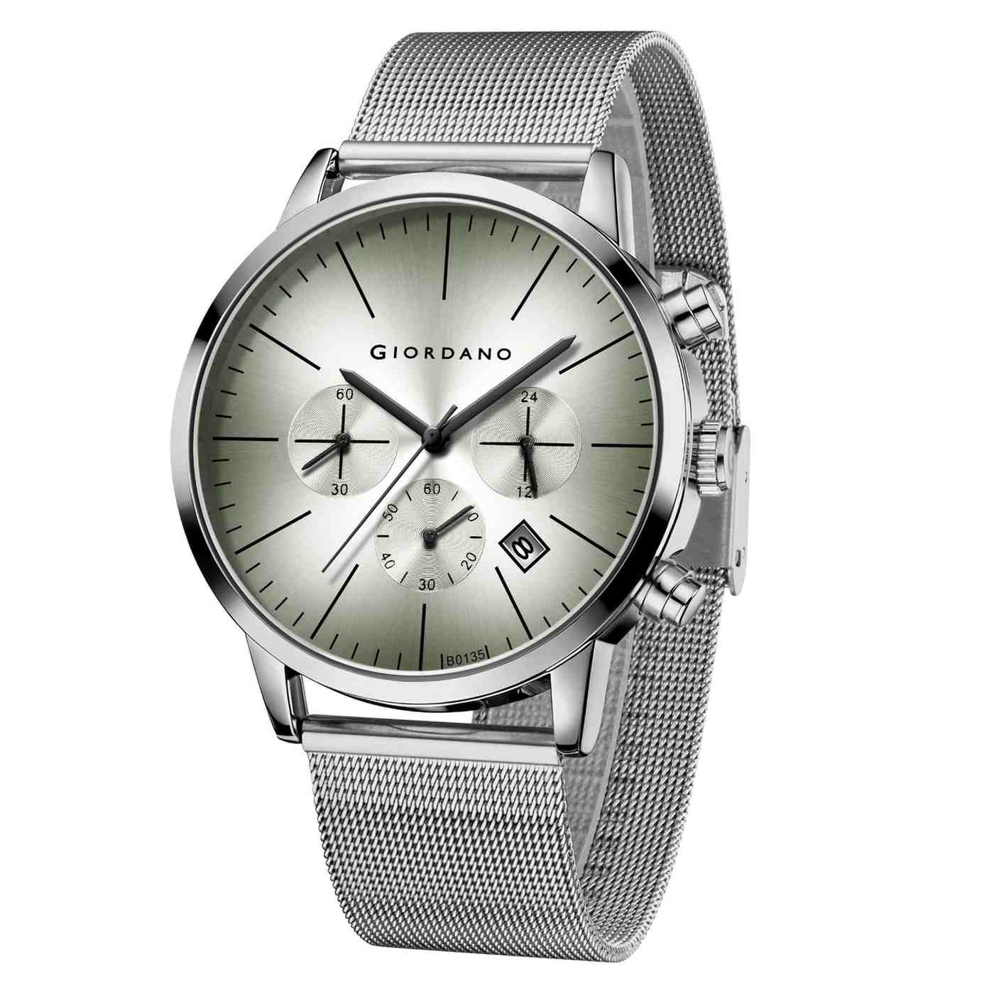GIORDANO Formal Chronograph Watch for Men with Round Dial, Mesh Metal Strap, and Date Display - GZ-50183-22 - Image 6