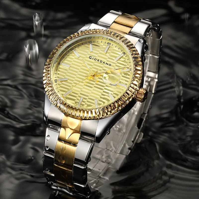 Giordano Luxurious Analog Formal Watch for Men - Textured dial with Date Magnifier Glass and Solid Stainless Steel Strap | GZ-50115-22 - Image 3