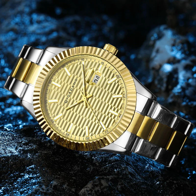 Giordano Luxurious Analog Formal Watch for Men - Textured dial with Date Magnifier Glass and Solid Stainless Steel Strap | GZ-50115-22 - Image 4