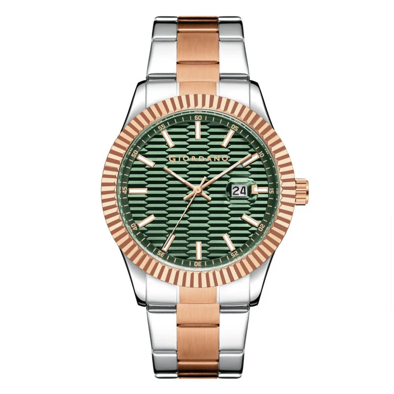 Giordano Luxurious Analog Formal Watch for Men - Textured dial with Date Magnifier Glass and Solid Stainless Steel Strap | GZ-50115-33 - Image 4