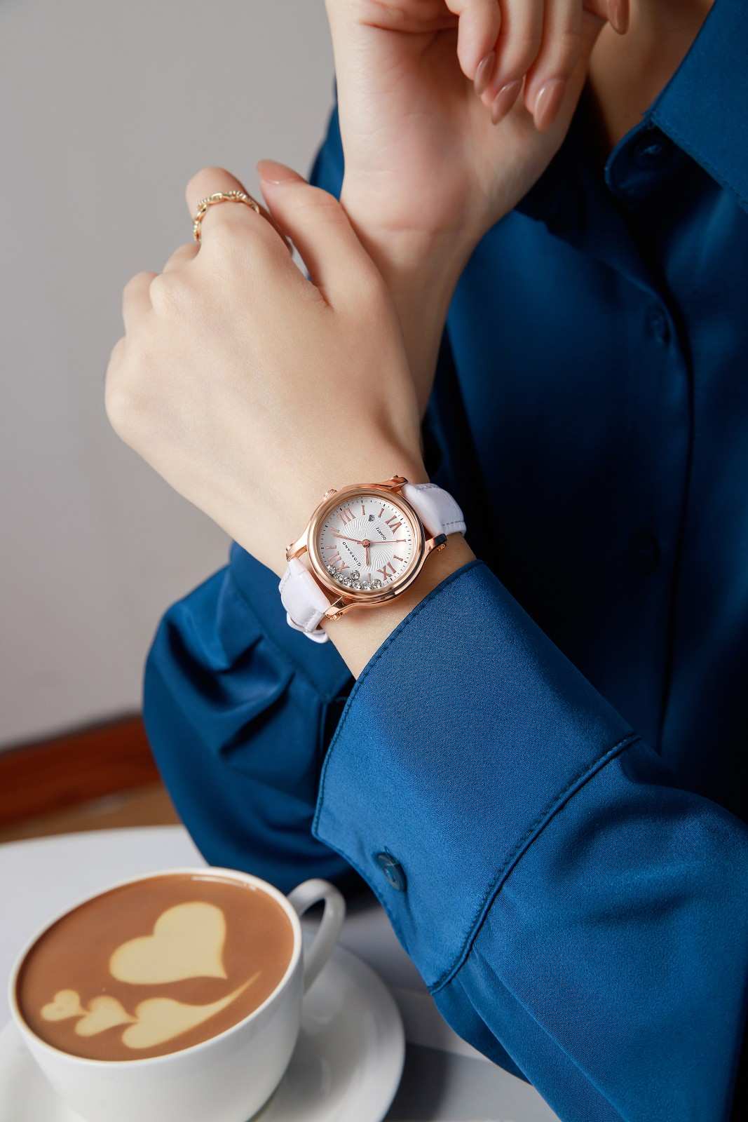Giordano Luxury Analog Quartz Watch for Women – Rose Gold Case, Roman Numerals, Crystal-Studded Dial, Leather Strap – Elegant Timepiece - GZ-60142-33 - Image 2