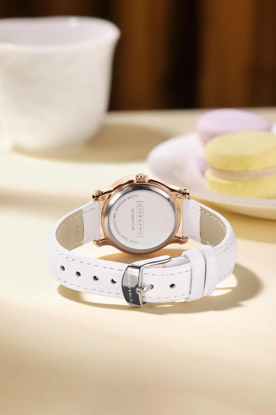 Giordano Luxury Analog Quartz Watch for Women – Rose Gold Case, Roman Numerals, Crystal-Studded Dial, Leather Strap – Elegant Timepiece - GZ-60142-33 - Image 4