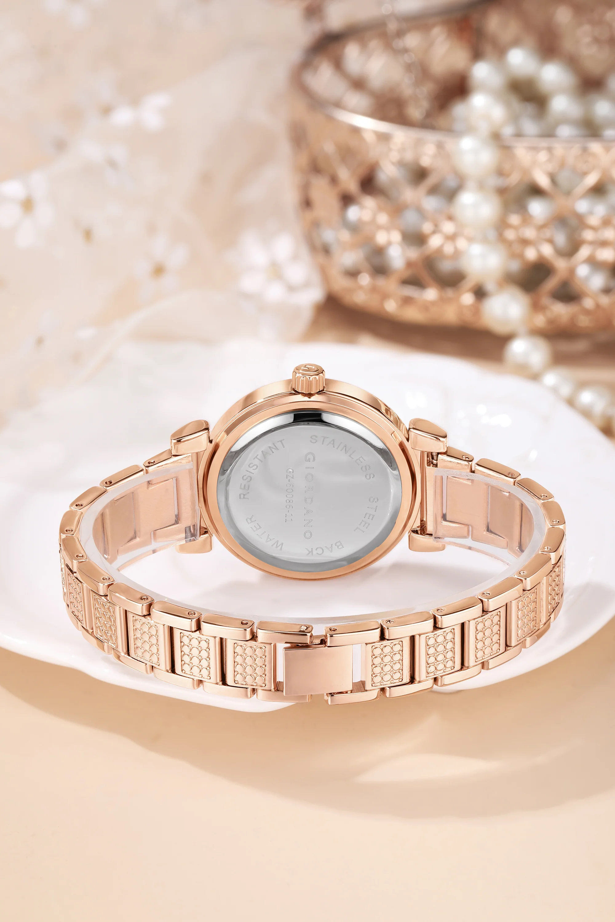 Giordano Luxury Analog Watch for Women - Elegant Crystal Design with sub dial and Diamond Studed statinless Steel Strap | GZ-60086-11 - Image 5