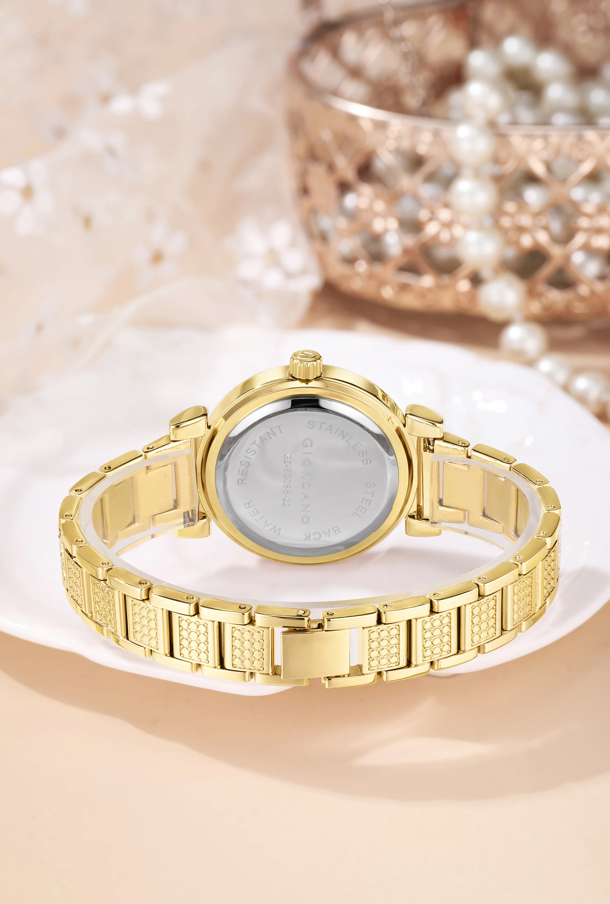 Giordano Luxury Analog Watch for Women - Elegant Crystal Design with sub dial and Diamond Studed statinless Steel Strap | GZ-60086-22 - Image 5