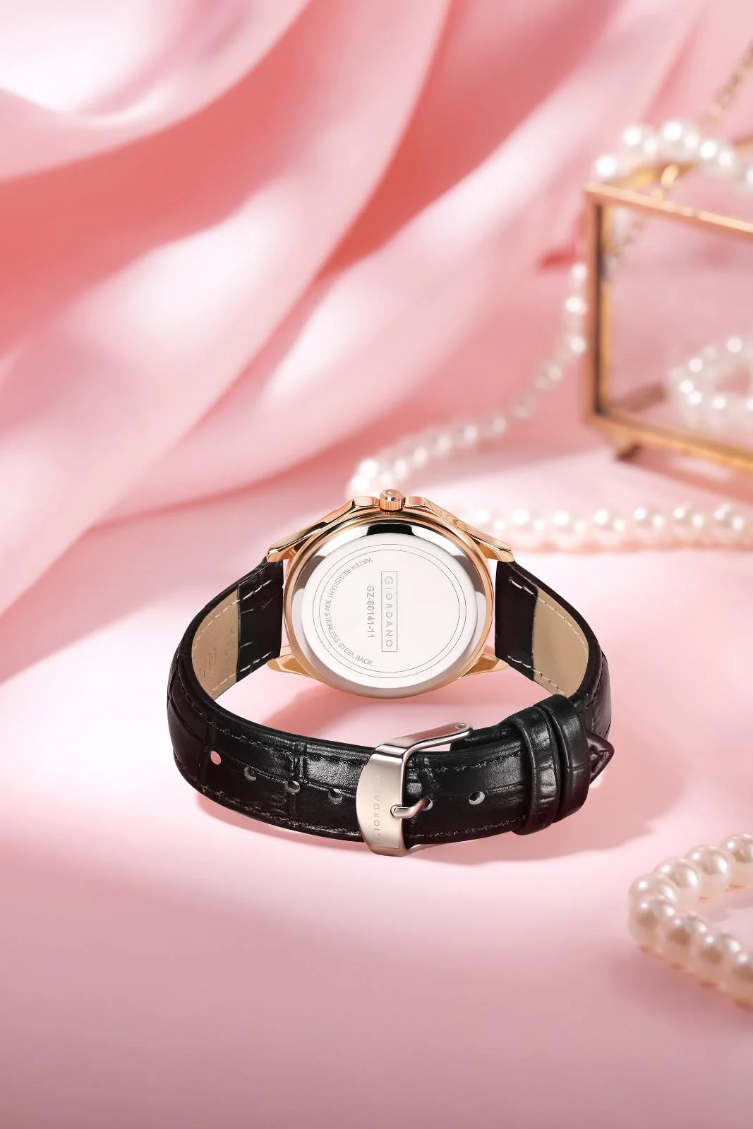 Giordano Luxury Analog Watch for Women with Crystal-Studded Bezel & Leather Strap – Octagonal Case, Elegant Quartz Wristwatch GZ-60141-11 - Image 4