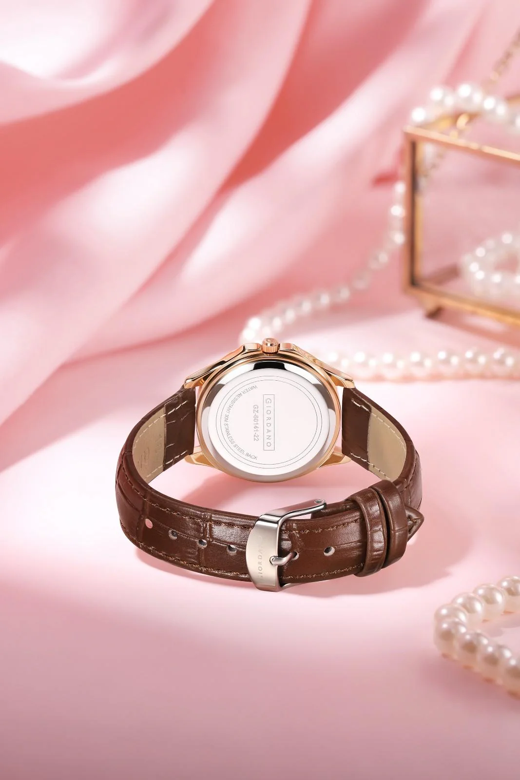 Giordano Luxury Analog Watch for Women with Crystal-Studded Bezel & Leather Strap – Octagonal Case, Elegant Quartz Wristwatch GZ-60141-22 - Image 4