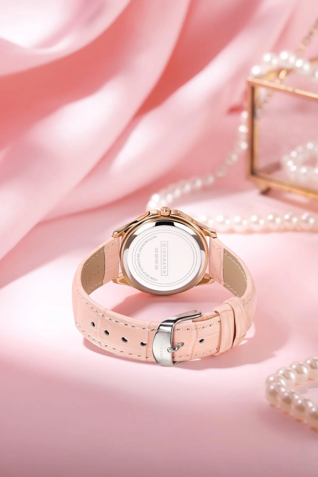Giordano Luxury Analog Watch for Women with Crystal-Studded Bezel & Leather Strap – Octagonal Case, Elegant Quartz Wristwatch GZ-60141-33 - Image 4