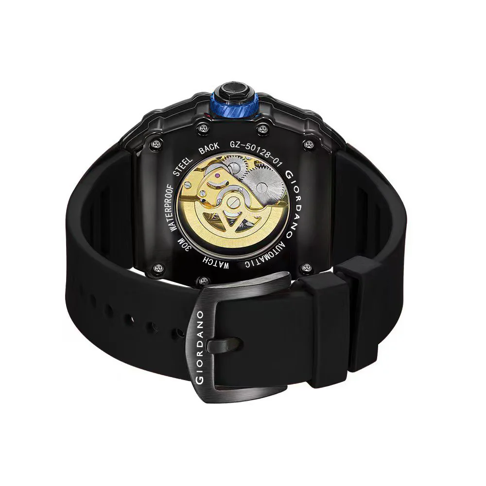 Giordano Luxury Automatic Watch for Men – Mechanical Skeleton Dial, Dual Gear Display,Silicon Strap | GZ-50128-01 - Image 6