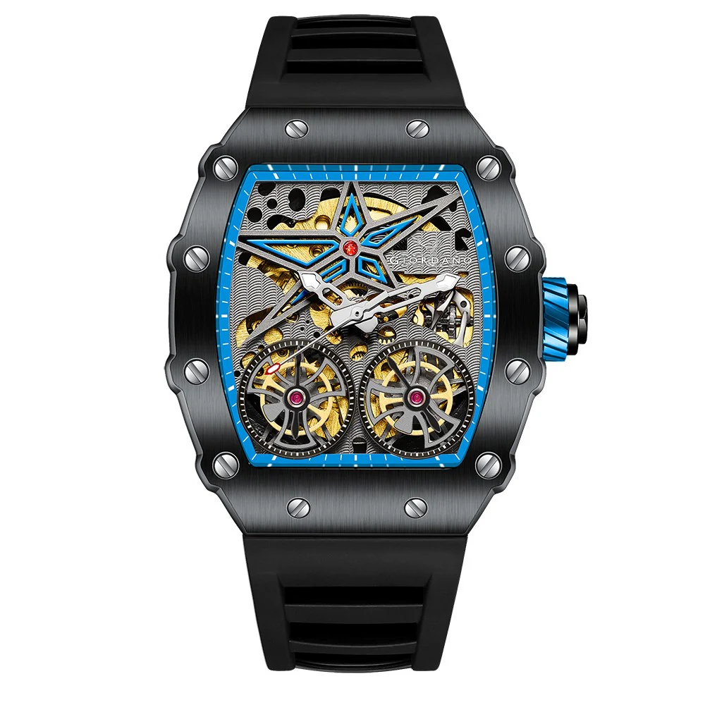 Giordano Luxury Automatic Watch for Men – Mechanical Skeleton Dial, Dual Gear Display,Silicon Strap | GZ-50128-01 - Image 7