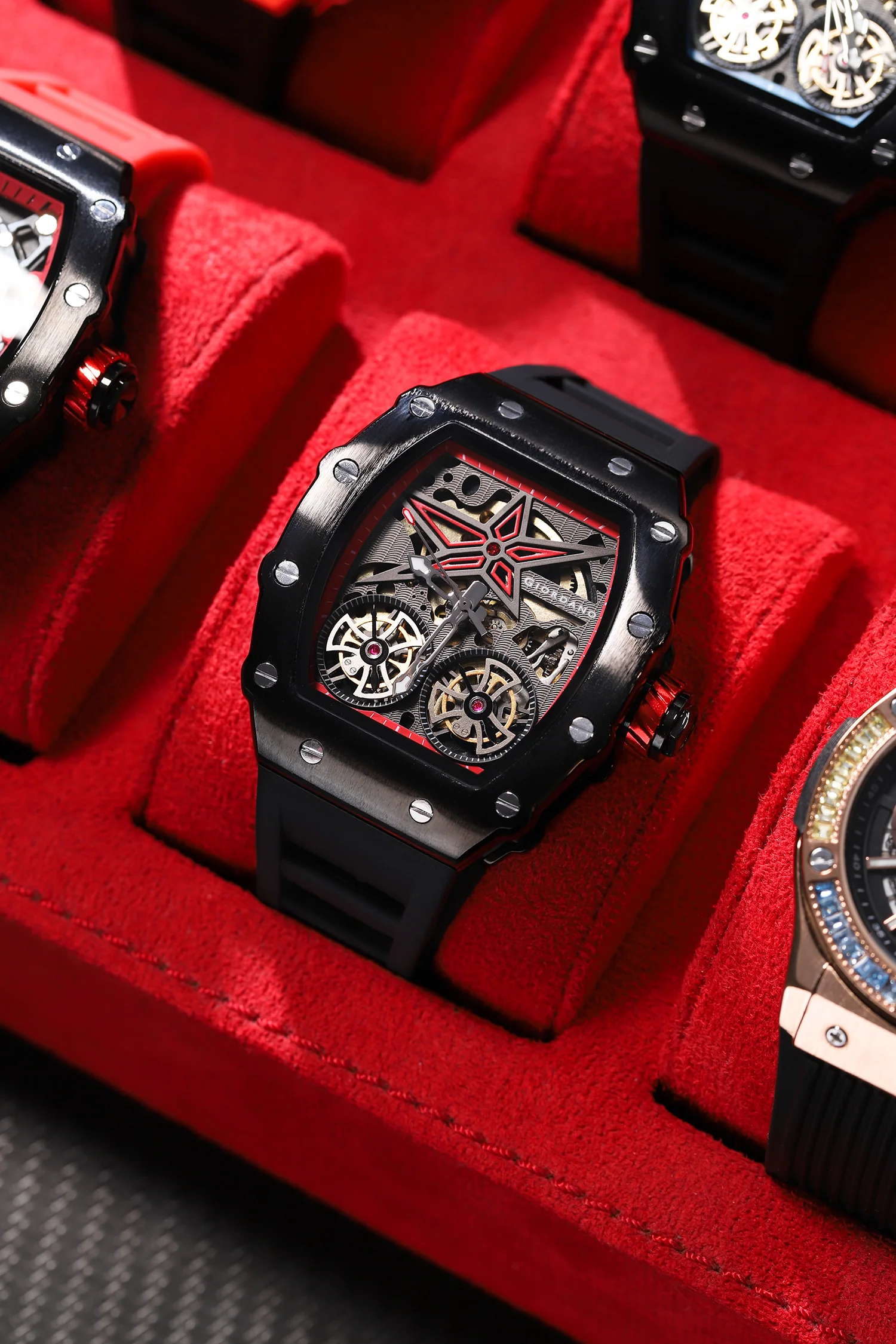 Giordano Luxury Automatic Watch for Men – Mechanical Skeleton Dial, Dual Gear Display,Silicon Strap | GZ-50128-02 - Image 3