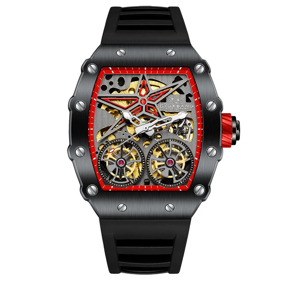 Giordano Luxury Automatic Watch for Men – Mechanical Skeleton Dial, Dual Gear Display,Silicon Strap | GZ-50128-02 - Image 5