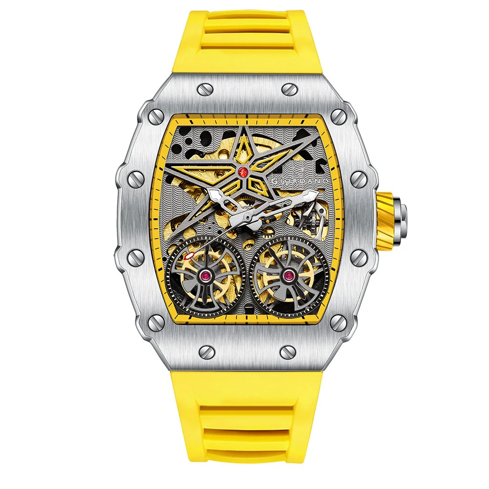 Giordano Luxury Automatic Watch for Men – Mechanical Skeleton Dial, Dual Gear Display,Silicon Strap | GZ-50128-03 - Image 5