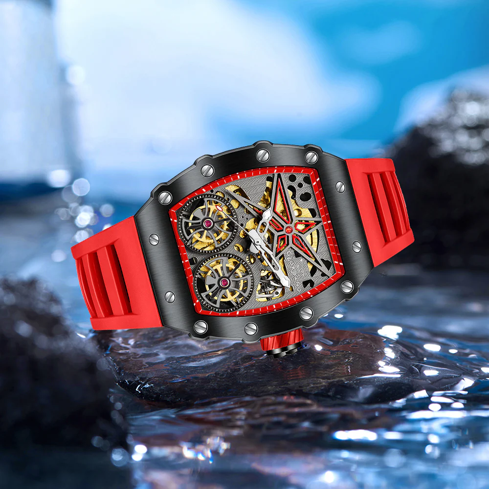 Giordano Luxury Automatic Watch for Men – Mechanical Skeleton Dial, Dual Gear Display,Silicon Strap | GZ-50128-04 - Image 3