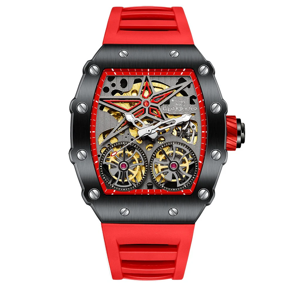 Giordano Luxury Automatic Watch for Men – Mechanical Skeleton Dial, Dual Gear Display,Silicon Strap | GZ-50128-04 - Image 5