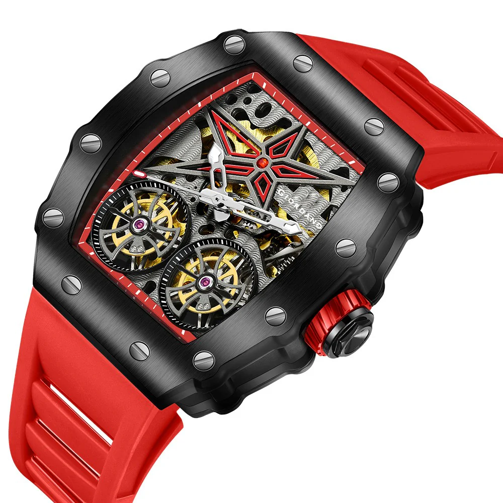 Giordano Luxury Automatic Watch for Men – Mechanical Skeleton Dial, Dual Gear Display,Silicon Strap | GZ-50128-04 - Image 6