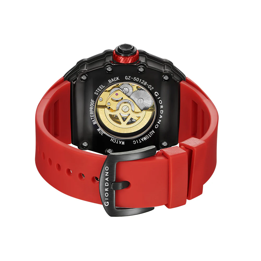 Giordano Luxury Automatic Watch for Men – Mechanical Skeleton Dial, Dual Gear Display,Silicon Strap | GZ-50128-04 - Image 7