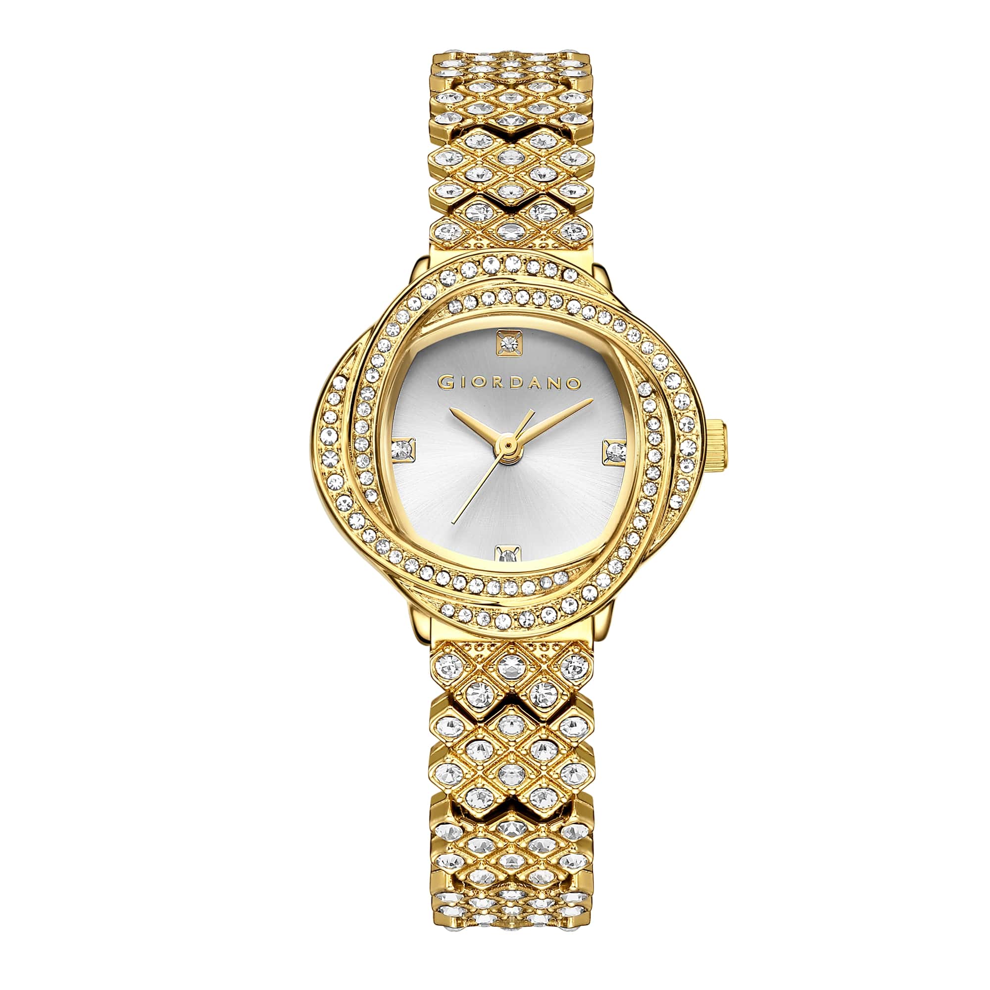 Giordano Luxury Crystal Watch for Women, Stainless Steel Strap, Diamond-Studded Bezel, Elegant Dress Timepiece | GZ-60120-11 - Image 5
