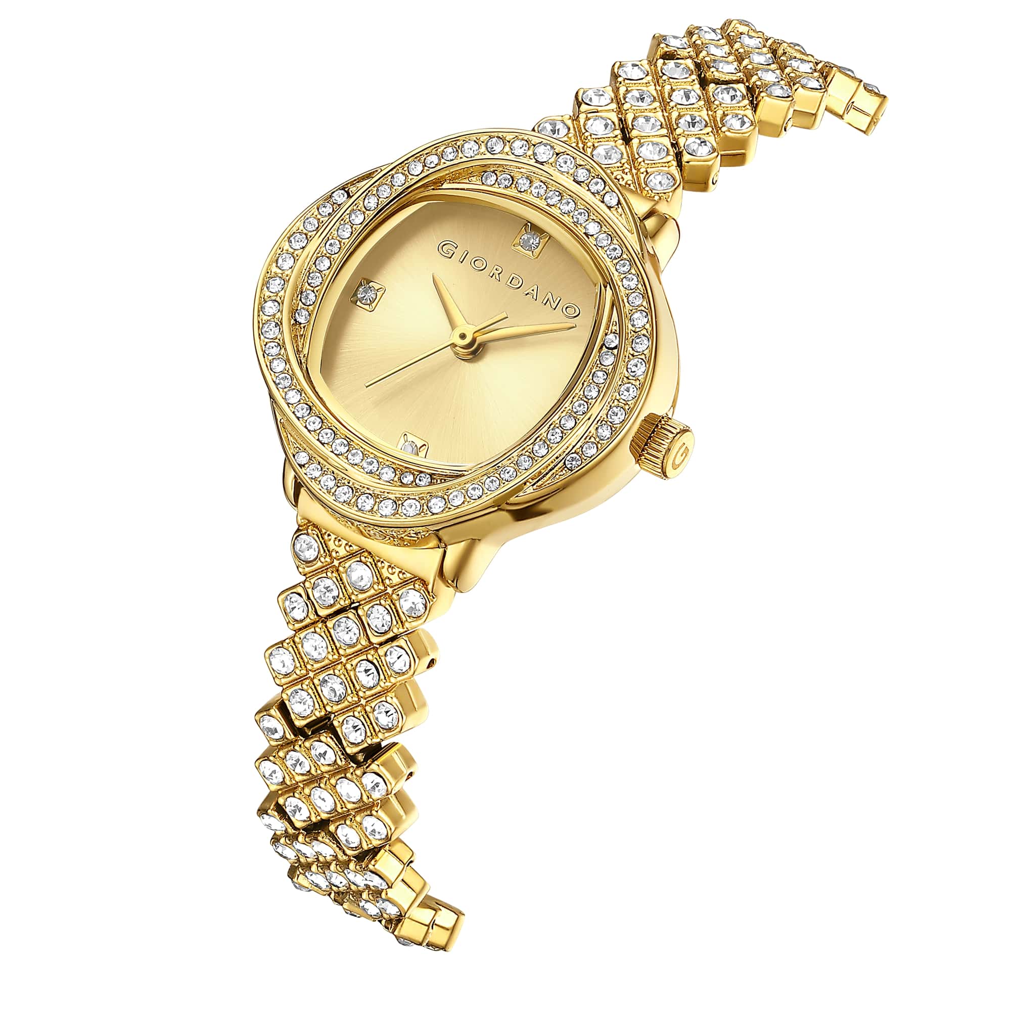 Giordano Luxury Crystal Watch for Women, Stainless Steel Strap, Diamond-Studded Bezel, Elegant Dress Timepiece | GZ-60120-22 - Image 6