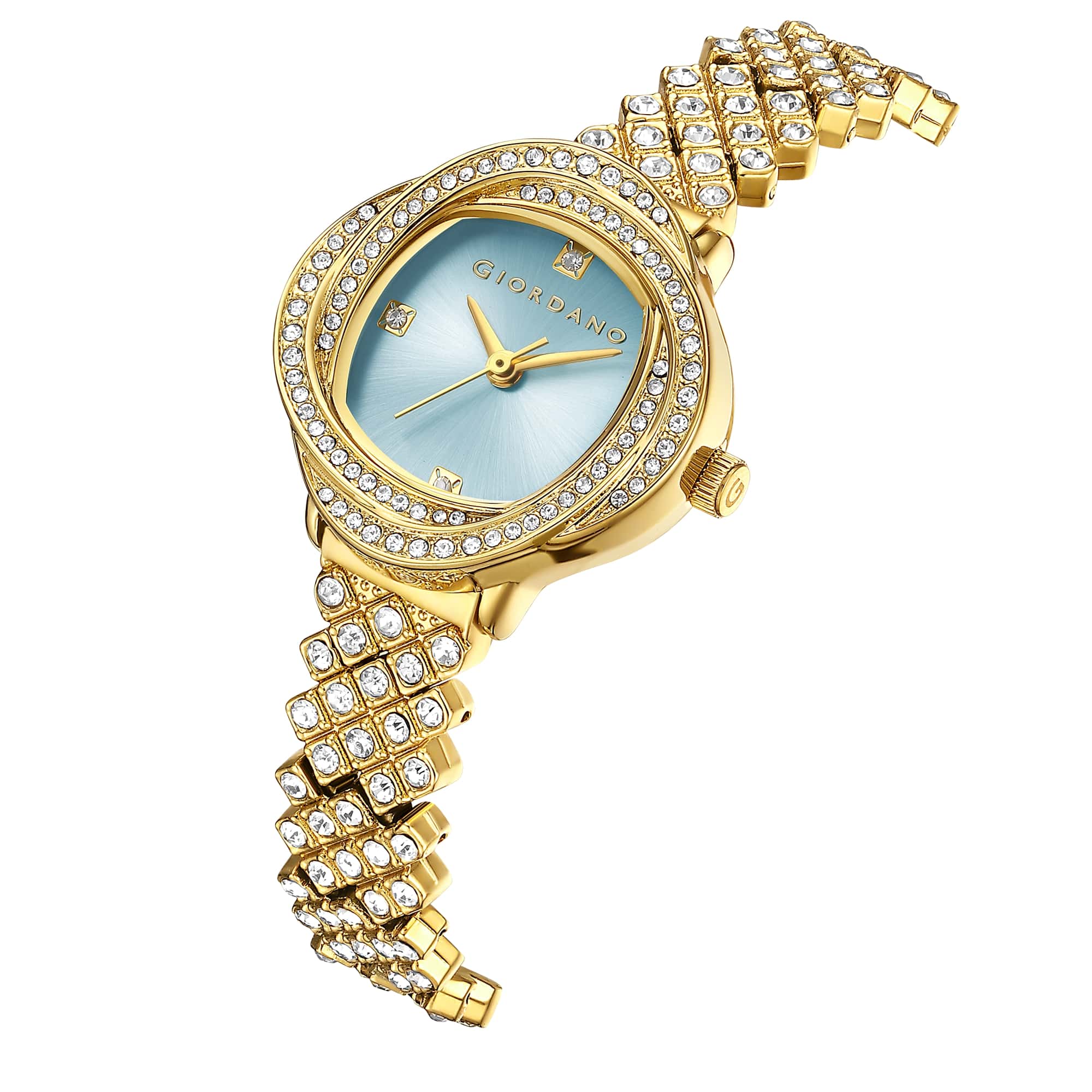 Giordano Luxury Crystal Watch for Women, Stainless Steel Strap, Diamond-Studded Bezel, Elegant Dress Timepiece | GZ-60120-33 - Image 6