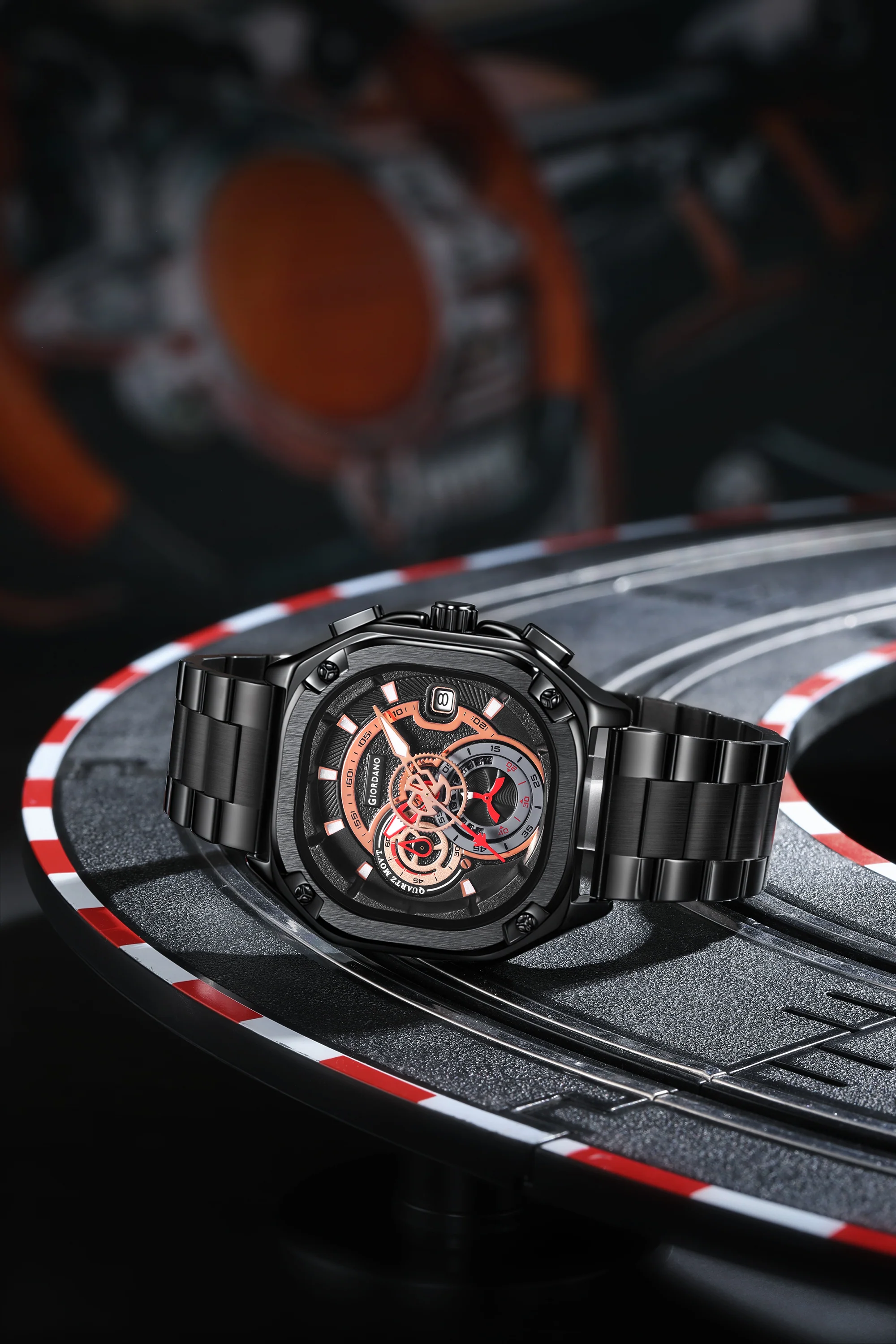Giordano Luxury Multifunctional Analog Watch for Men with Skeleton Dial, Luminous Hands, Date Display, Stainless Steel Strap & Water Resistant GZ-50156-22 - Image 3