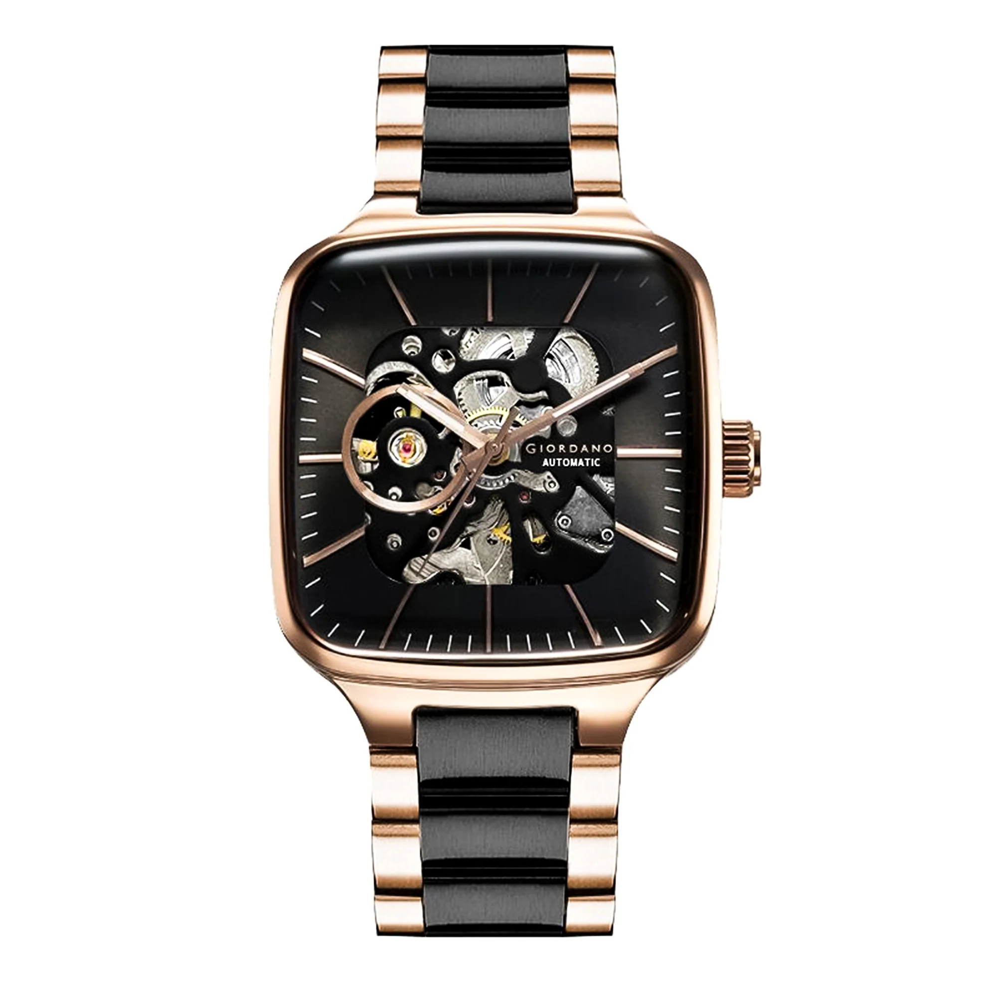 Giordano Luxury Watch for Men – Automatic Skeleton Square Dial, Stainless Steel Strap, Premium Mechanical Movement | GZ-50121-11 - Image 7