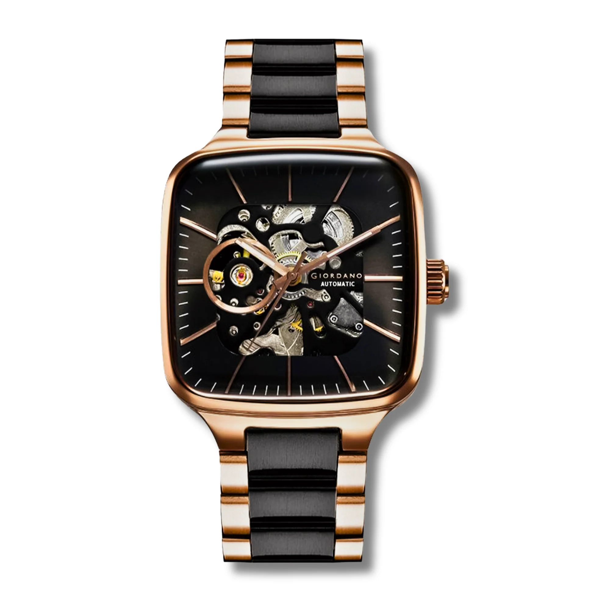 Giordano Luxury Watch for Men – Automatic Skeleton Square Dial, Stainless Steel Strap, Premium Mechanical Movement | GZ-50121-11 - Image 8