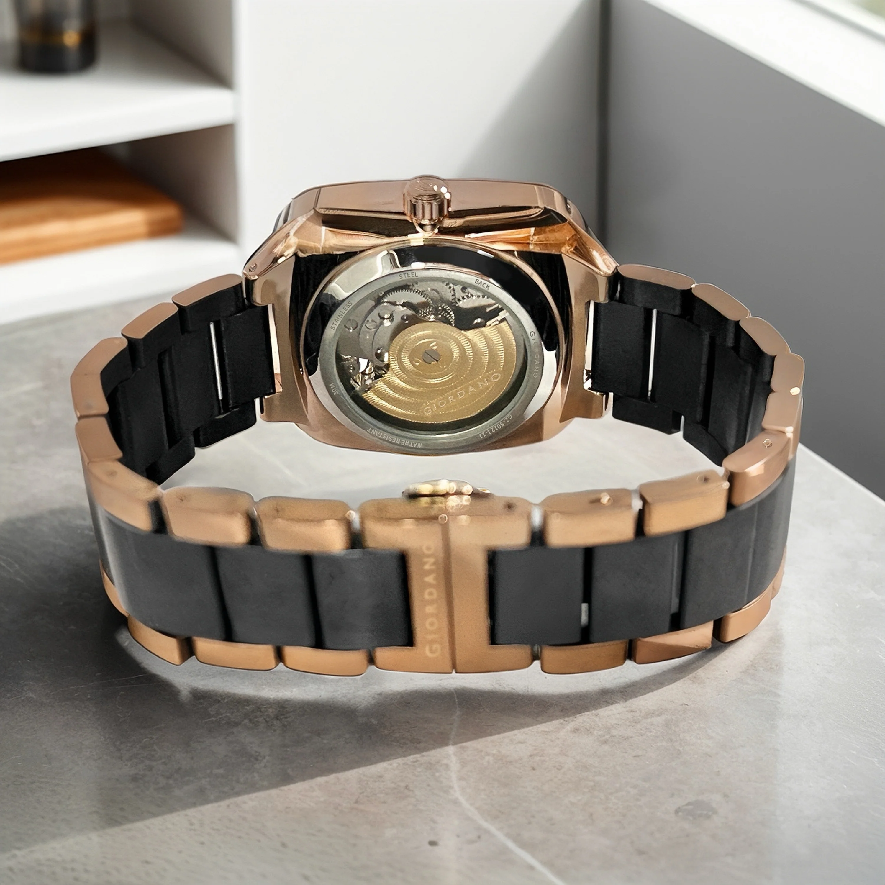 Giordano Luxury Watch for Men – Automatic Skeleton Square Dial, Stainless Steel Strap, Premium Mechanical Movement | GZ-50121-11 - Image 9