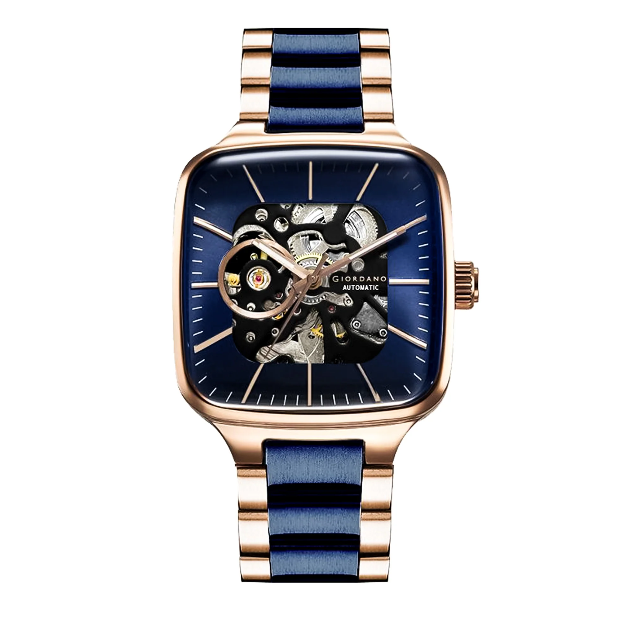 Giordano Luxury Watch for Men – Automatic Skeleton Square Dial, Stainless Steel Strap, Premium Mechanical Movement | GZ-50121-22 - Image 6