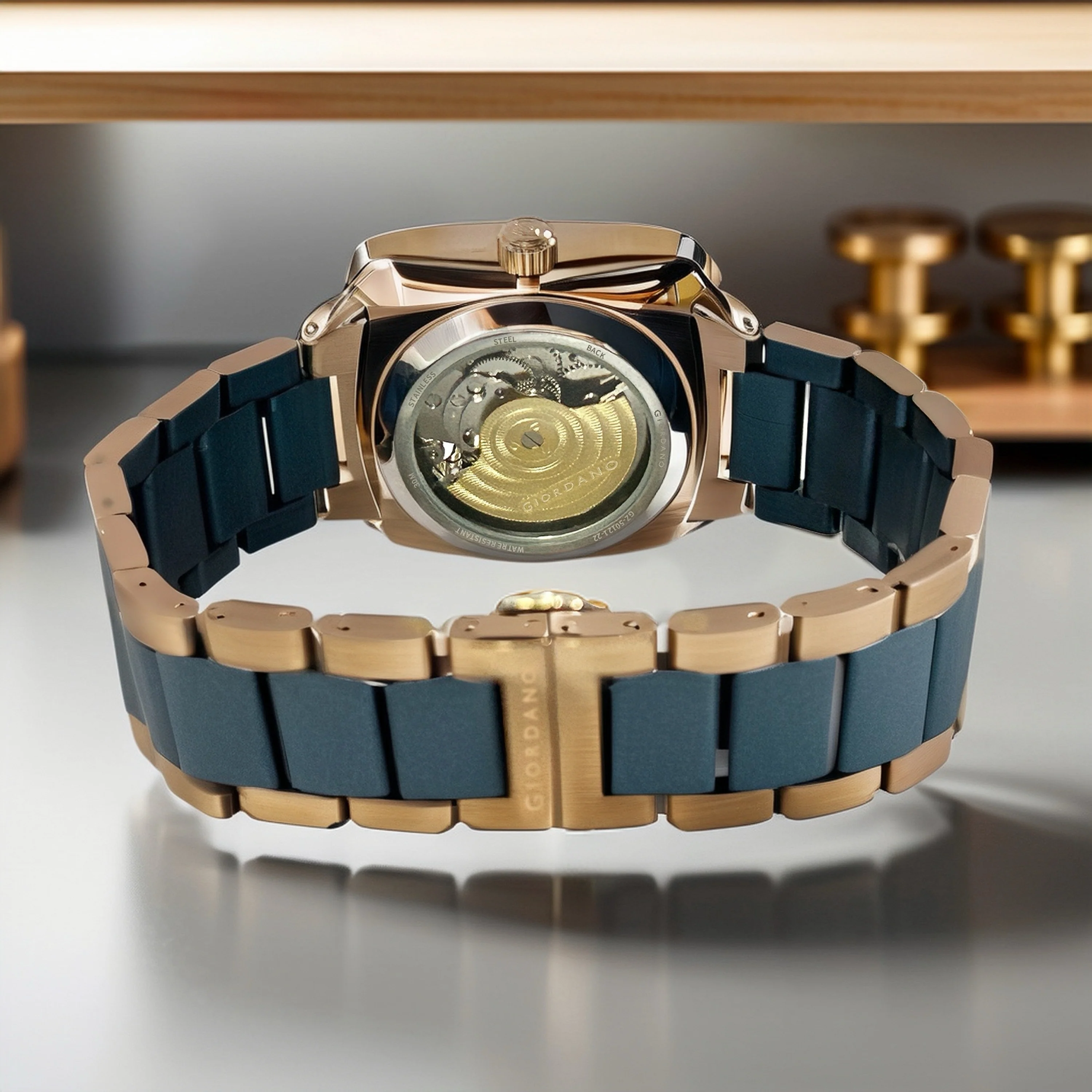 Giordano Luxury Watch for Men – Automatic Skeleton Square Dial, Stainless Steel Strap, Premium Mechanical Movement | GZ-50121-22 - Image 8