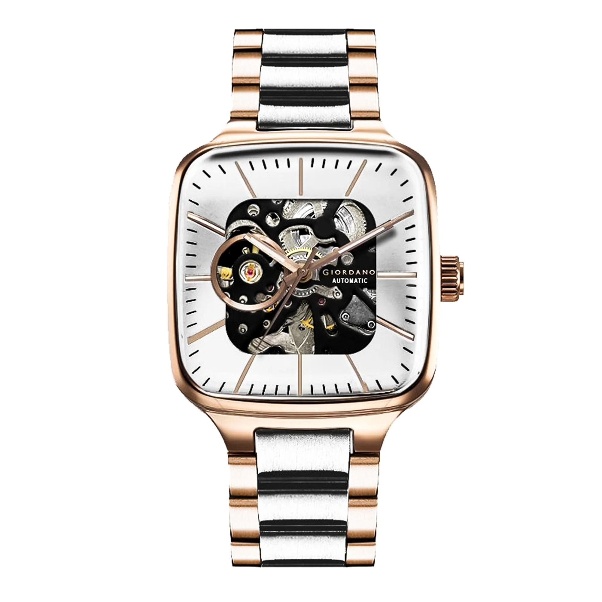 Giordano Luxury Watch for Men – Automatic Skeleton Square Dial, Stainless Steel Strap, Premium Mechanical Movement | GZ-50121-33 - Image 8