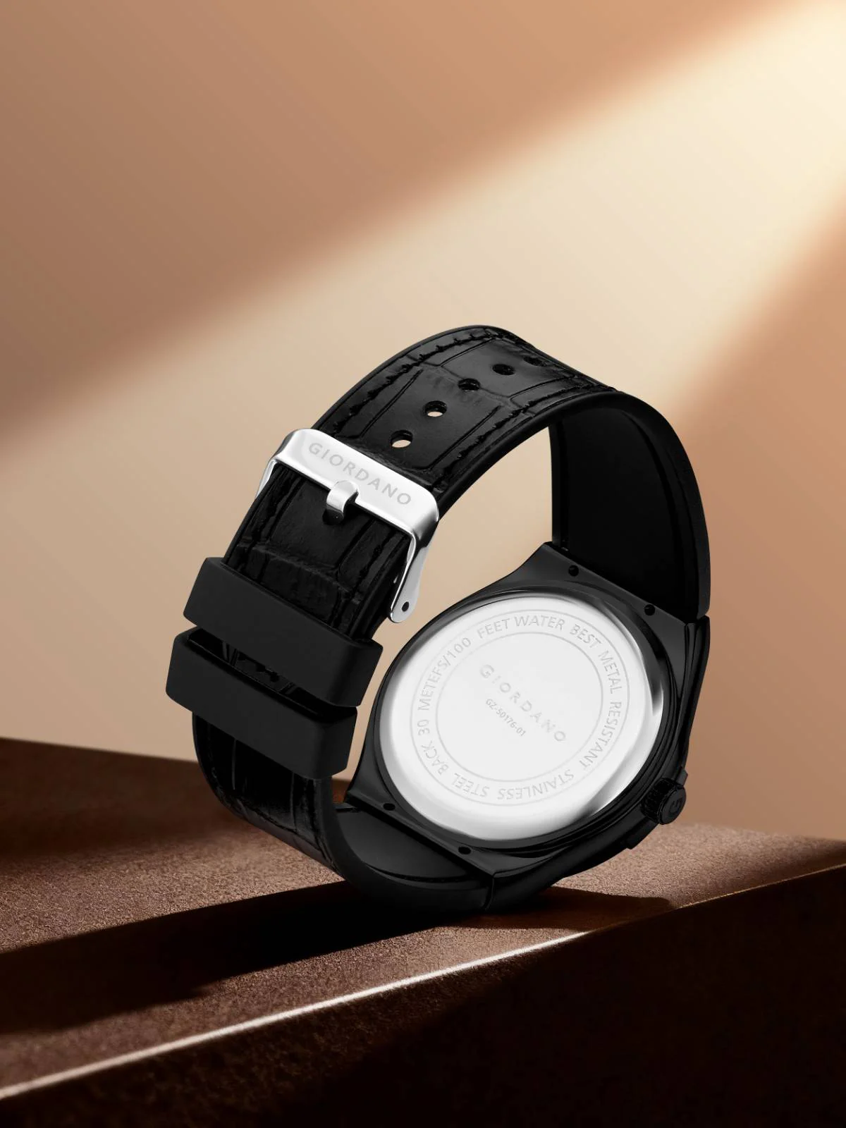 GIORDANO Luxury Watch for Men with Leather Strap, Day-Date Display, Brushed Metal Finish, and Silver Screw Details - GZ-50176-01 - Image 5