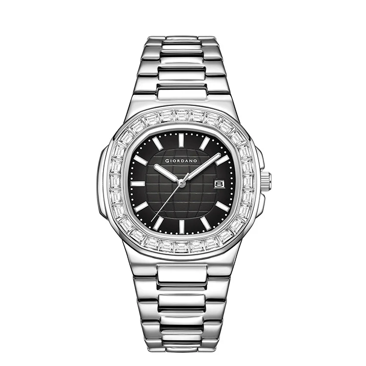 Giordano Luxury Watch for men with Textured Dial, Crystal Bezel, Date Display and stainless Steel strap GZ-50137-11 - Image 7