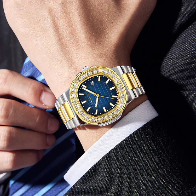 Giordano Luxury Watch for men with Textured Dial, Crystal Bezel, Date Display and stainless Steel strap GZ-50137-33 - Image 2